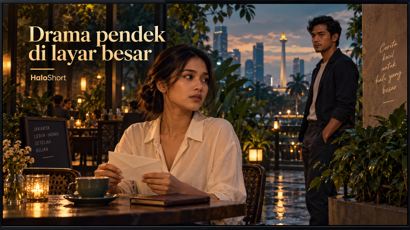 Ilustrasi adegan konseptual orisinal bertema drama pendek TV HaloShort